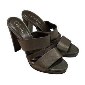 Cole Haan Shimmery Brown Platform Heels – Size 7B Leather Sandals